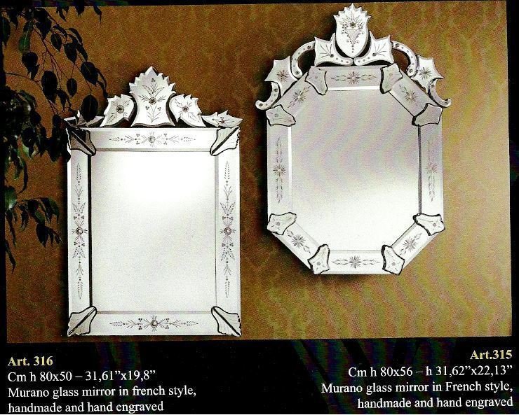 Miroir Vénitien Octogonale ou Rectangulaire - Style Français - Voltolina Murano
