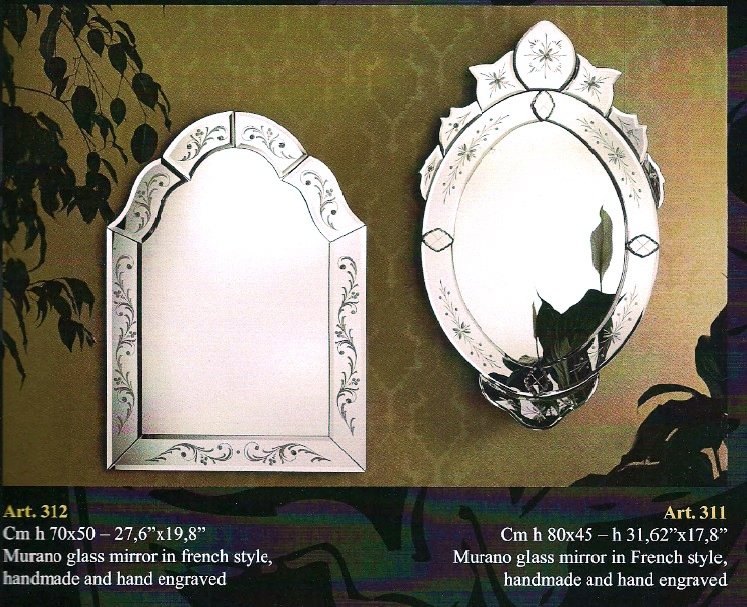 Miroir Vénitien Ovale ou Rectangulaire - Style Français - Voltolina Murano