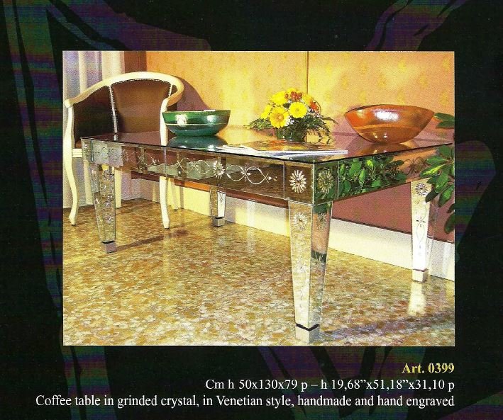 Table Basse Rectangulaire en Miroir Vénitien - Voltolina Murano