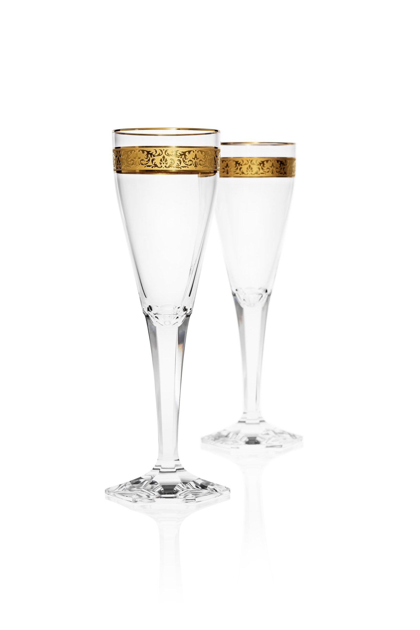 Double flûtes à champagne en Cristal de Bohême Taillé de la prestigieuse cristallerie Moser. Collection Copenhagen.