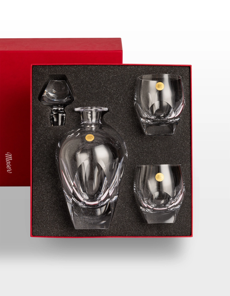 Ensemble Carafe & 2 Verres à Whisky Bar en Cristal de Bohême Taillé - Moser – Image 4