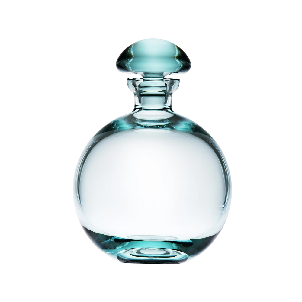 Carafe à whisky 1L, couleur béryl, en authentique cristal de bohême uni. Collection Culbuto de Moser, la plus prestigieuse & réputée cristallerie de Bohême.