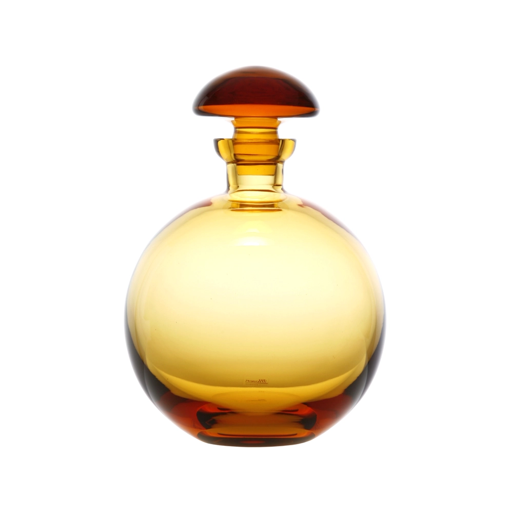 Carafe à whisky 1L, couleur topaz, en authentique cristal de bohême uni. Collection Culbuto de Moser, la plus prestigieuse & réputée cristallerie de Bohême.