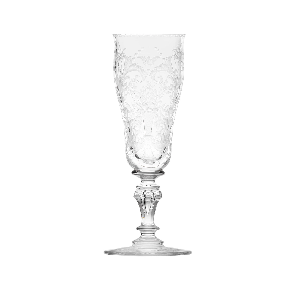 Flûte à champagne 120ml en authentique cristal de bohême taillé main. Collection Baroque de Moser, la plus prestigieuse & réputée cristallerie de Bohême.