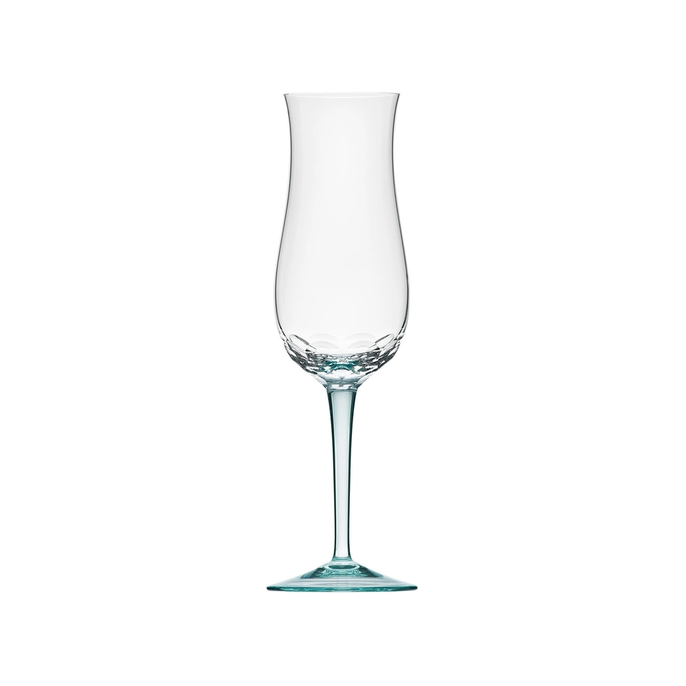 Flûte à champagne 250ml, couleur béryl, en authentique cristal de bohême taillé main. Collection Bouquet de Moser, la plus prestigieuse & réputée cristallerie de Bohême.