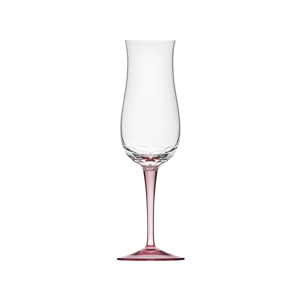 Flûte à champagne 250ml, couleur rosalin, en authentique cristal de bohême taillé main. Collection Bouquet de Moser, la plus prestigieuse & réputée cristallerie de Bohême.