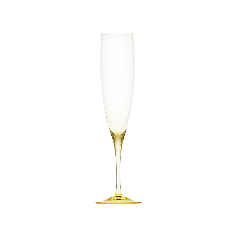 Flûte à champagne 200ml, couleur eldor, en authentique cristal de bohême, uni. Collection Optic de Moser, la plus prestigieuse & réputée cristallerie de Bohême.