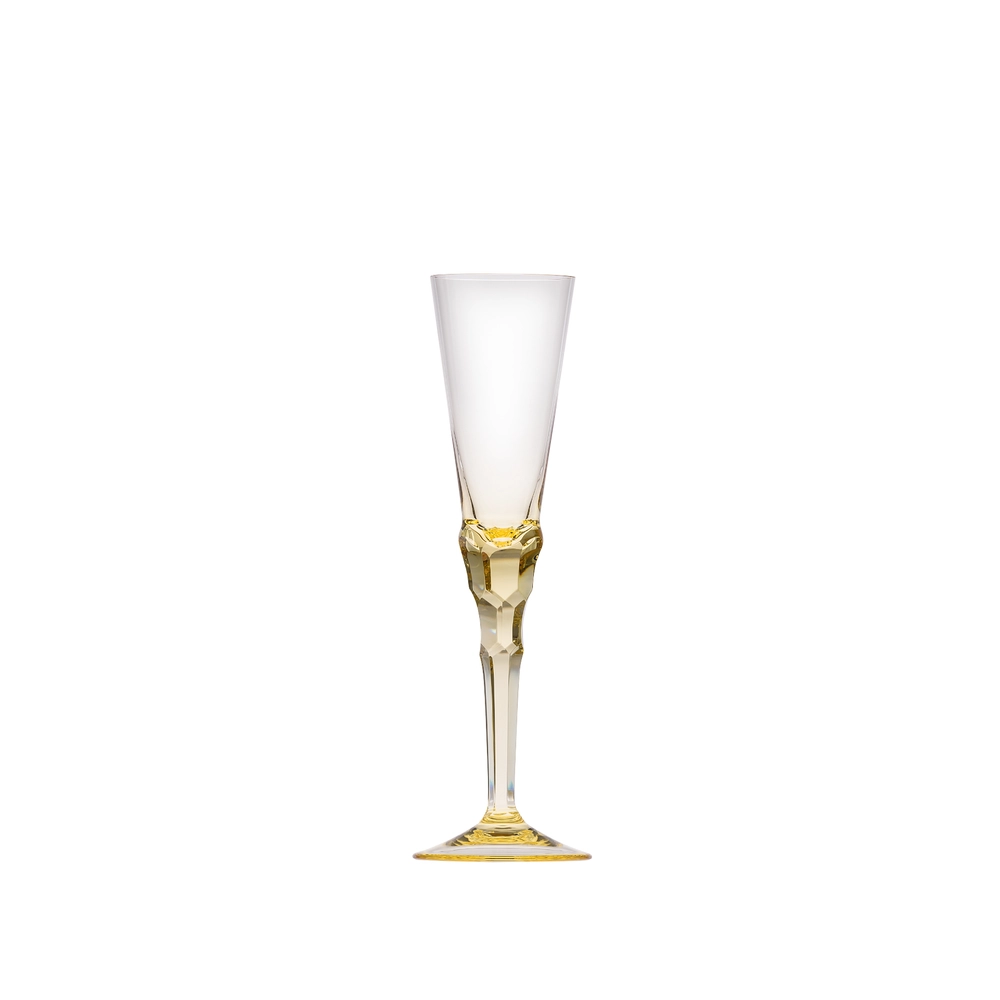 Flûte à champagne 140ml, couleur eldor, en authentique cristal de bohême taillé main. Collection Sonnet de Moser, la plus prestigieuse & réputée cristallerie de Bohême.