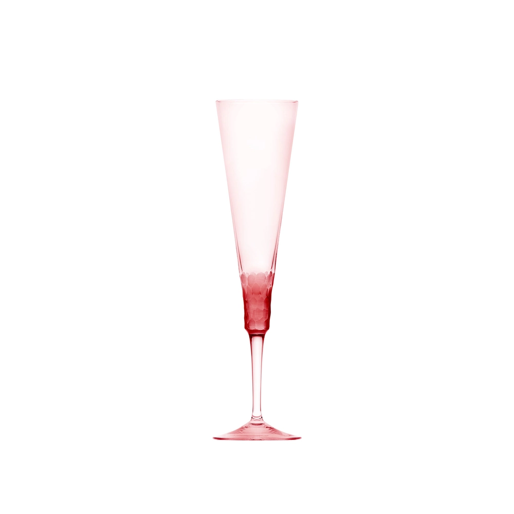 Flûte à champagne, couleur rosalin, 170ml en authentique cristal de bohême taillé main. Collection Fluent de Moser, la plus prestigieuse & réputée cristallerie de Bohême.