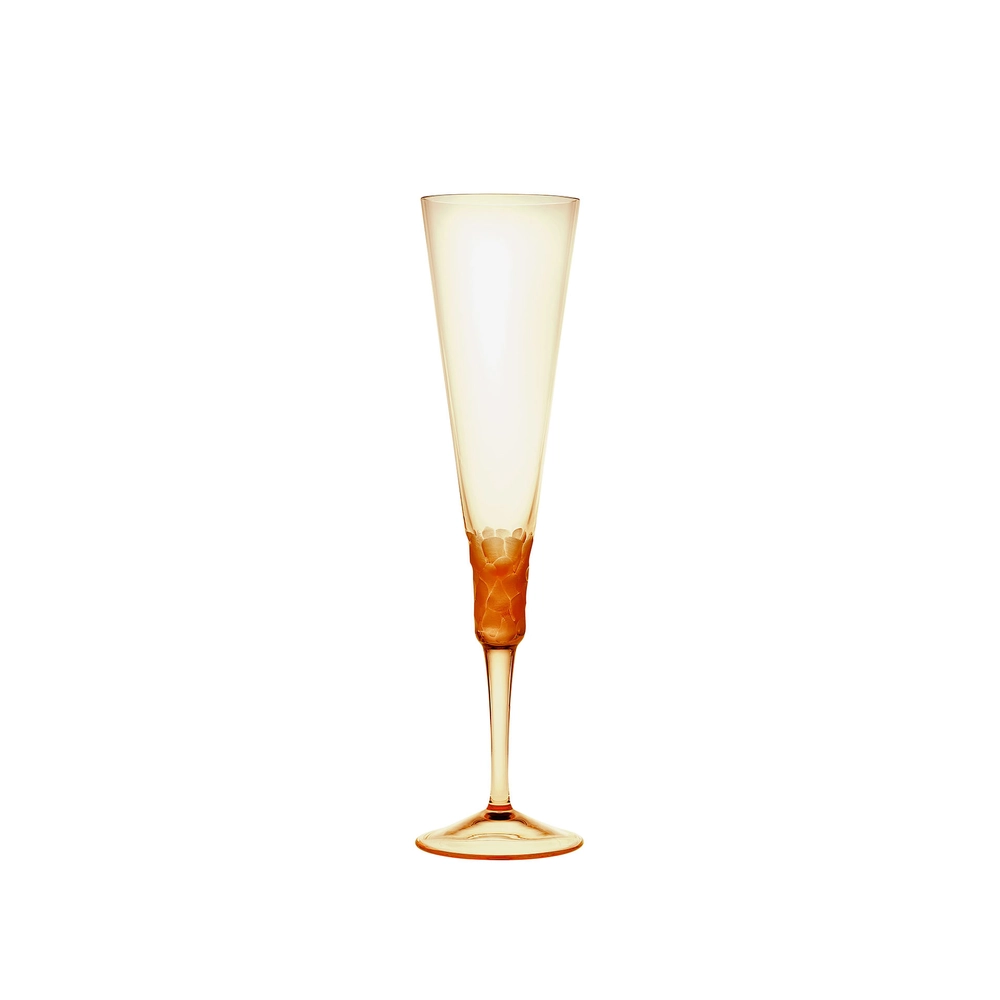 Flûte à champagne, couleur topaz, 170ml en authentique cristal de bohême taillé main. Collection Fluent de Moser, la plus prestigieuse & réputée cristallerie de Bohême.