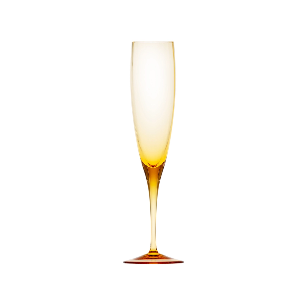 Flûte à champagne 200ml, couleur topaz, en authentique cristal de bohême, uni. Collection Optic de Moser, la plus prestigieuse & réputée cristallerie de Bohême.