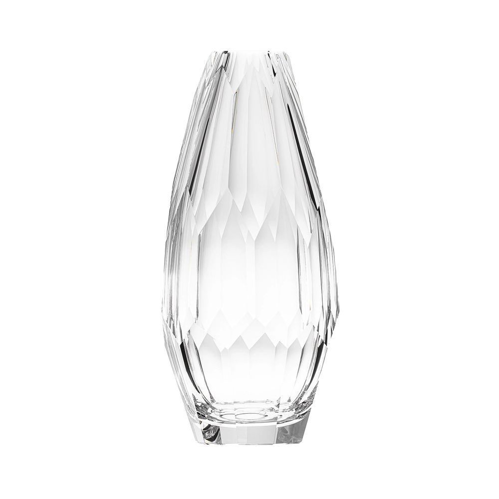 Vase 30cm en authentique cristal de bohême taillé main. Collection Cubism de Moser, la plus prestigieuse & réputée cristallerie de Bohême.