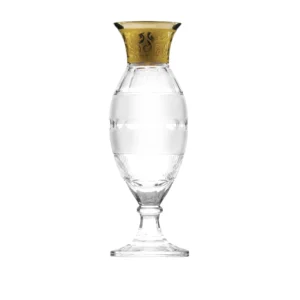Vase Splendid 33cm en authentique cristal de bohême taillé main, avec un bandeau en or 24 carats. Création Moser, la plus prestigieuse & réputée cristallerie de Bohême.