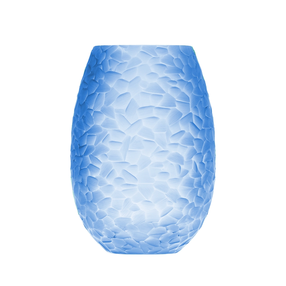 Vase Arctic 30cm, couleur aigue marine, en authentique cristal de bohême taillé main. Création de Moser, la plus prestigieuse & réputée cristallerie de Bohême.