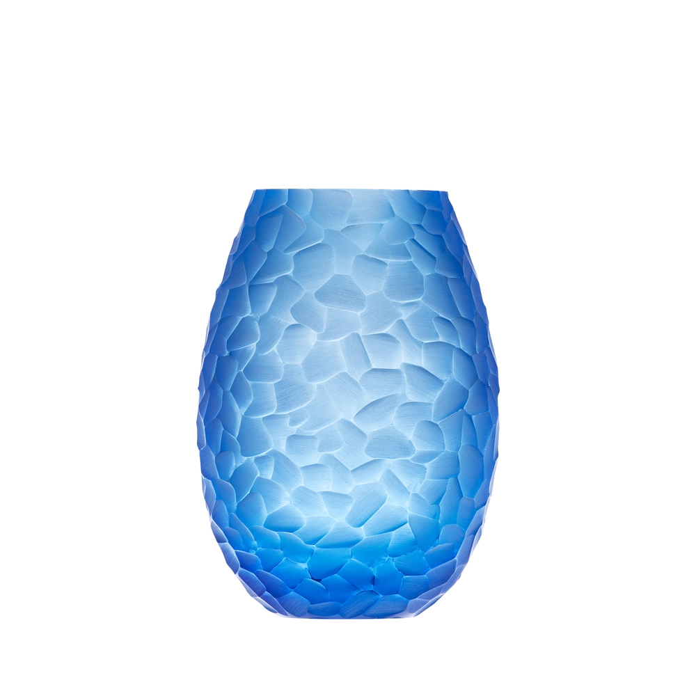 Vase Arctic 21cm, couleur aigue marine, en authentique cristal de bohême taillé main. Création de Moser, la plus prestigieuse & réputée cristallerie de Bohême.