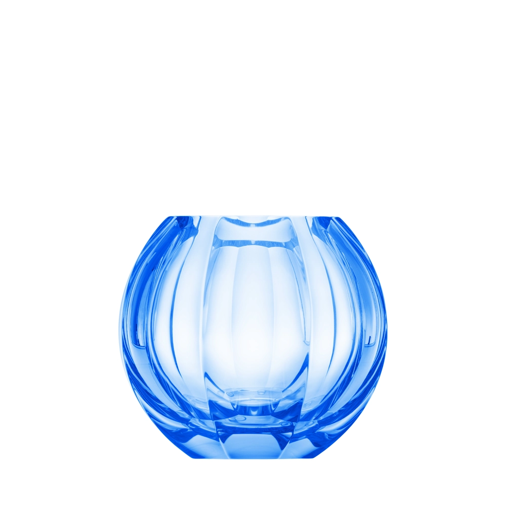 Vase Beauty 13cm, couleur aigue marine, en authentique cristal de bohême taillé main. Création de Moser, la plus prestigieuse & réputée cristallerie de Bohême.