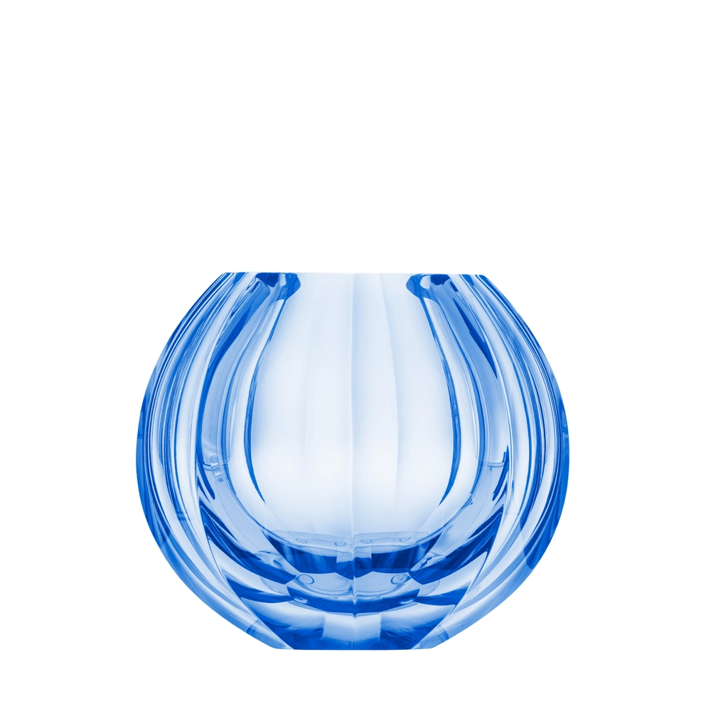 Vase Beauty 16,5cm, couleur aigue marine, en authentique cristal de bohême taillé main. Création de Moser, la plus prestigieuse & réputée cristallerie de Bohême.