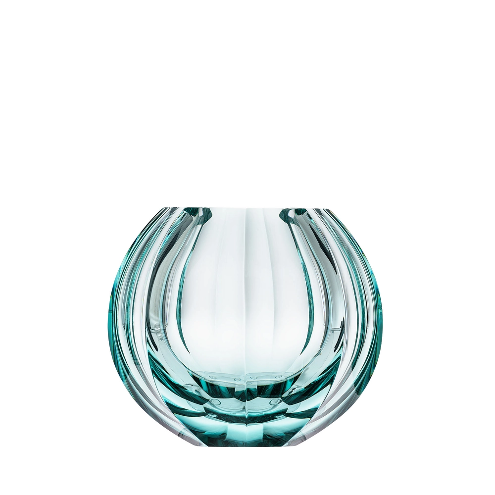 Vase Beauty 13cm, couleur béryl, en authentique cristal de bohême taillé main. Création de Moser, la plus prestigieuse & réputée cristallerie de Bohême.