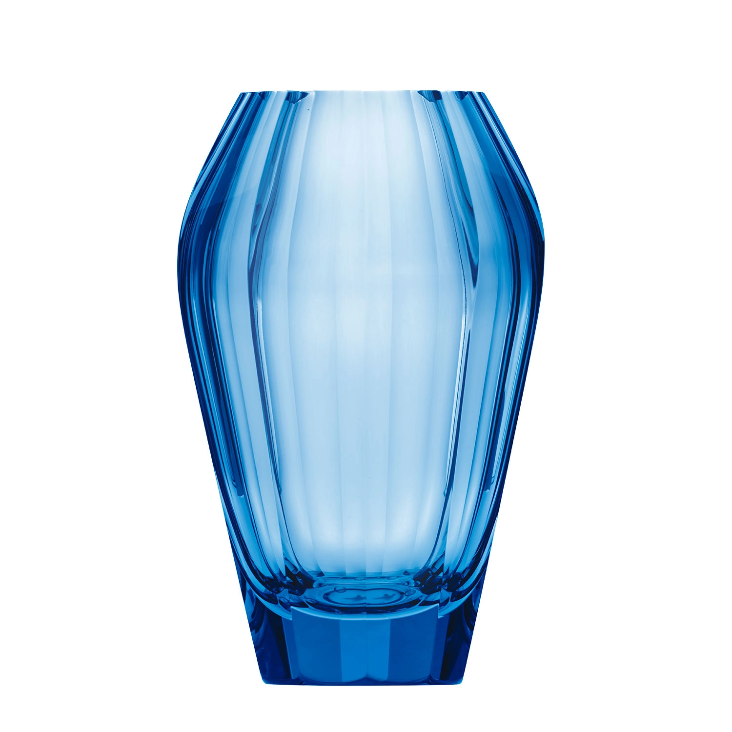 Vase Diva 20cm, couleur aigue marine, en authentique cristal de bohême taillé main. Création de Moser, la plus prestigieuse & réputée cristallerie de Bohême.