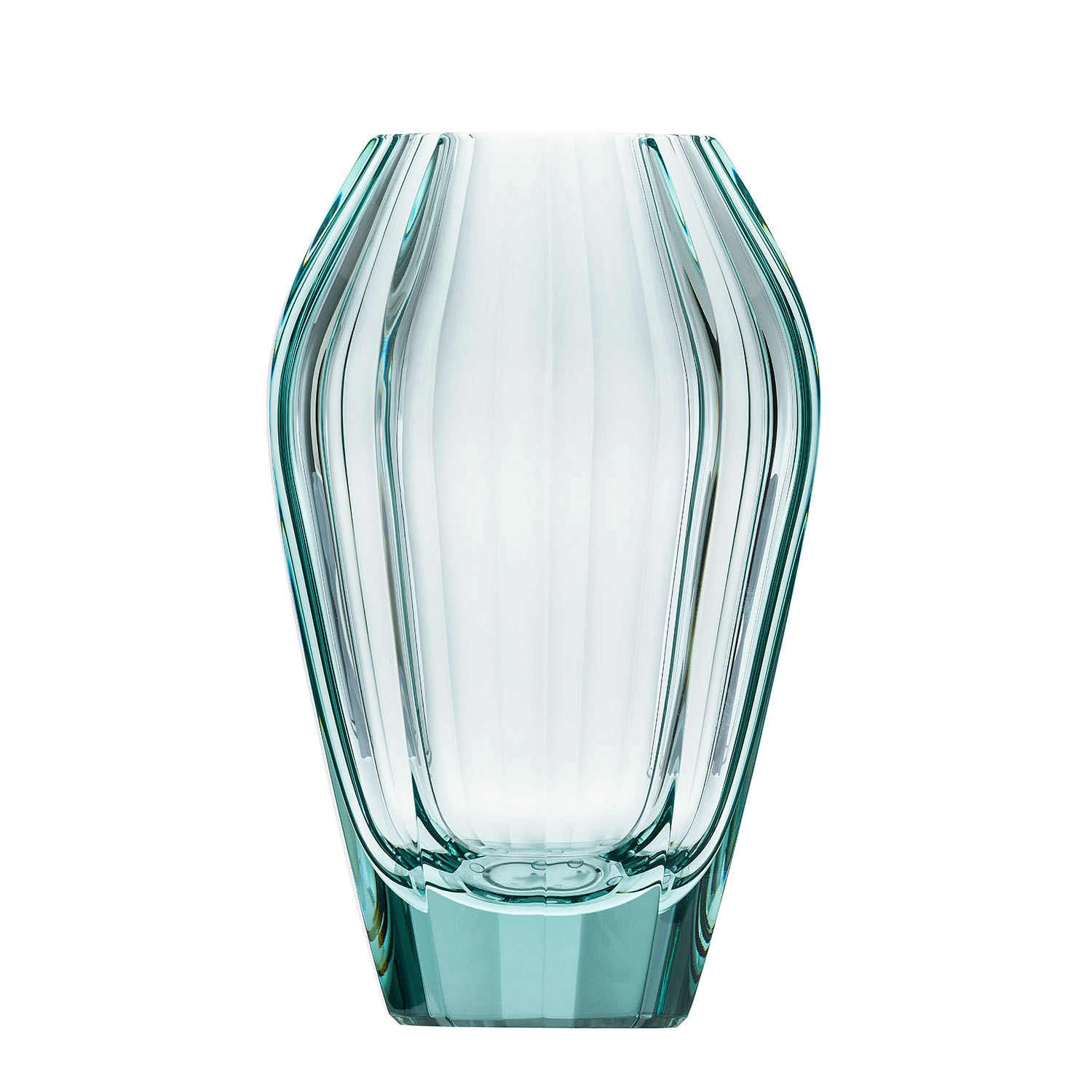 Vase Diva 20cm, couleur béryl, en authentique cristal de bohême taillé main. Création de Moser, la plus prestigieuse & réputée cristallerie de Bohême.