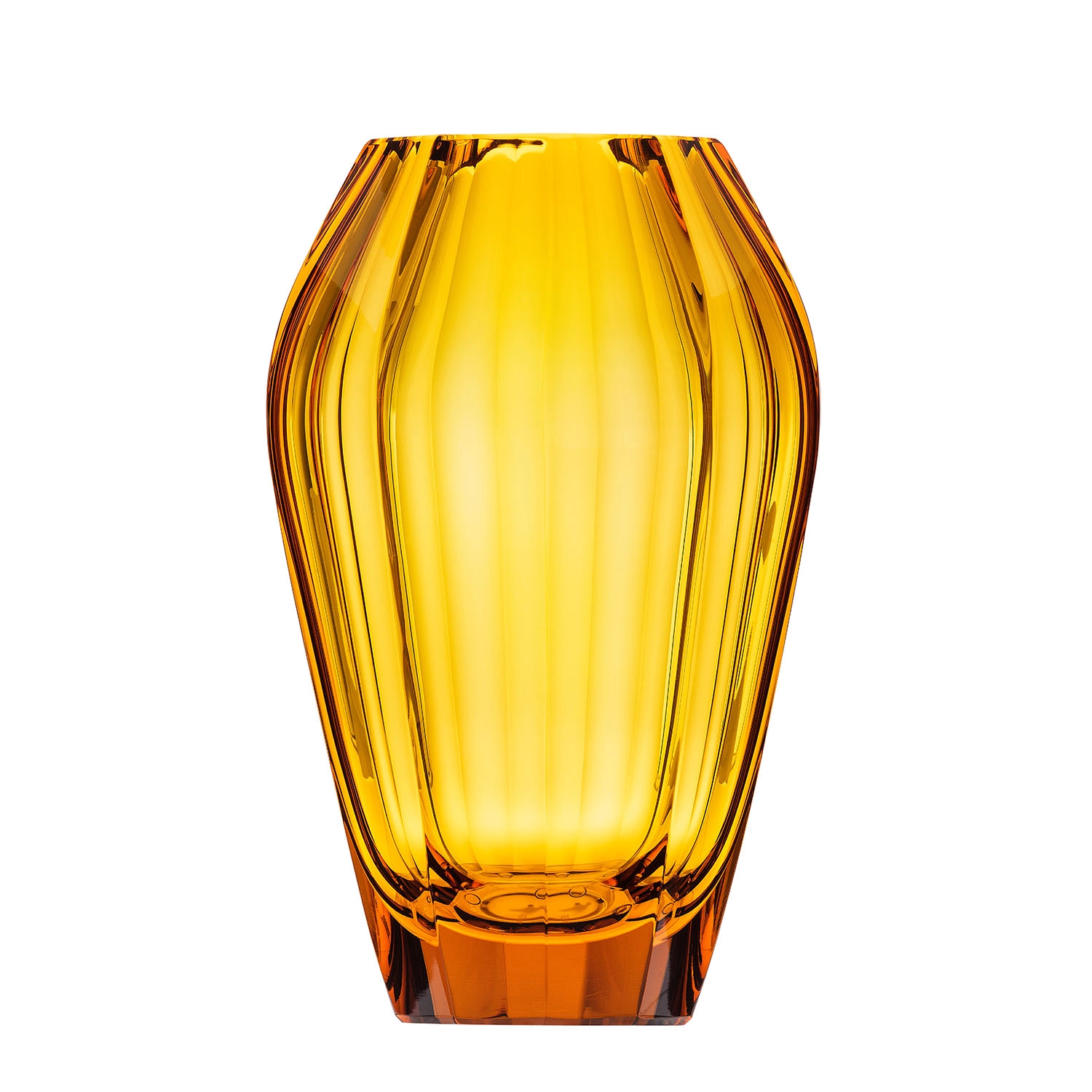 Vase Diva 20cm, couleur topaz, en authentique cristal de bohême taillé main. Création de Moser, la plus prestigieuse & réputée cristallerie de Bohême.