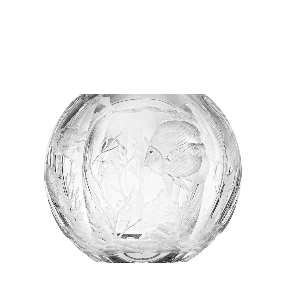 Vase Globe 20cm en authentique cristal de bohême taillé main. Création de Moser, la plus prestigieuse & réputée cristallerie de Bohême.