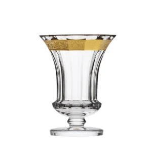 Vase Gloria 25,5cm en authentique cristal de bohême taillé main, avec une élégante bande en or 24 carats. Création de Moser, la lus prestigieuse & réputée cristallerie de Bohême.