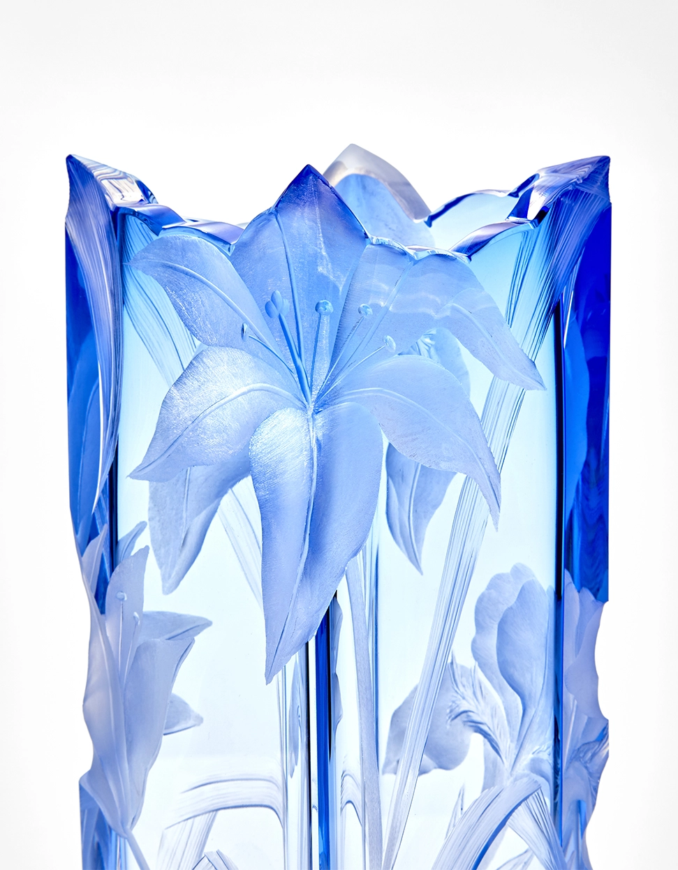 Vase Irises 30cm Art Nouveau en Cristal de Bohême Taillé - Moser – Image 6