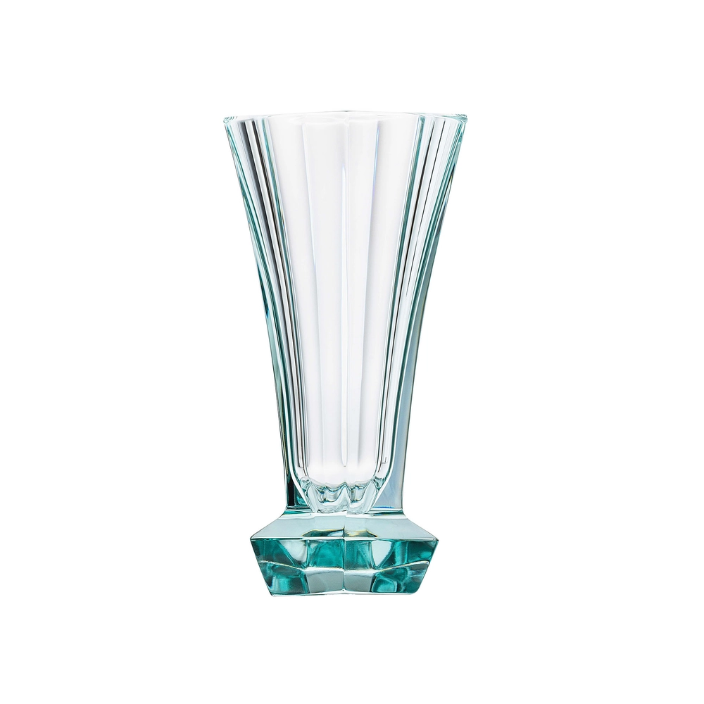 Vase Unity 11,5cm, couleur béryl, en authentique cristal de bohême taillé main. Création de Moser, la plus prestigieuse & réputée cristallerie de Bohême.