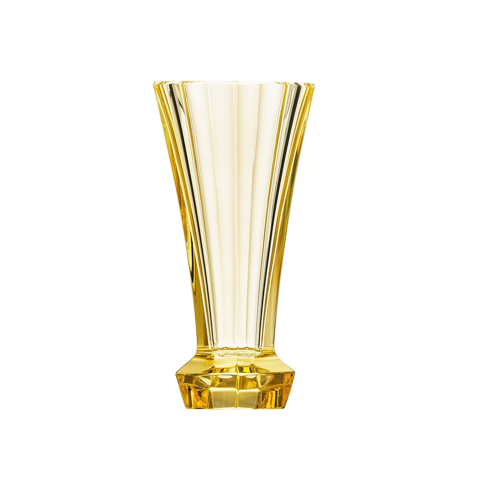 Vase Unity 11,5cm, couleur eldor, en authentique cristal de bohême taillé main. Création de Moser, la plus prestigieuse & réputée cristallerie de Bohême.