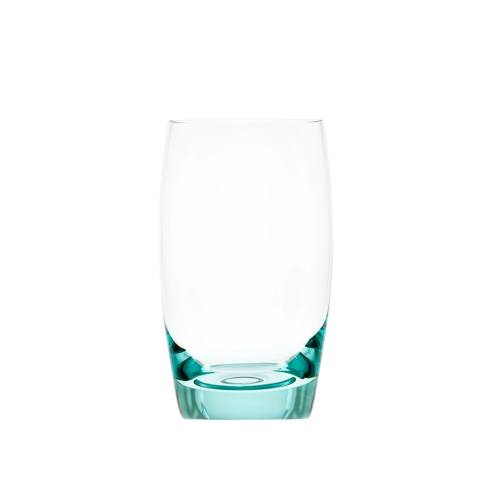 Verre à eau 330ml, couleur béryl, en authentique cristal de bohême uni. Collection Culbuto de Moser, la plus prestigieuse & réputée cristallerie de Bohême.