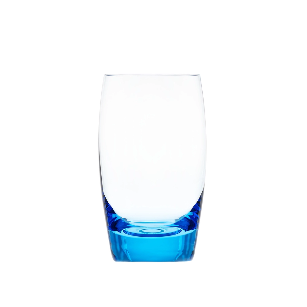 Verre à eau bleu océan 330ml en authentique cristal de bohême uni. Collection Culbuto de Moser, la plus prestigieuse & réputée cristallerie de Bohême.