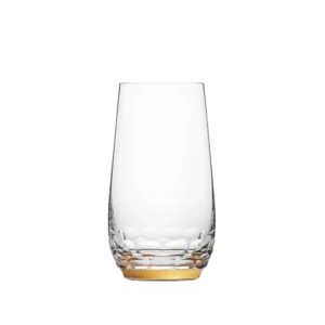 Verre à eau 500ml en authentique cristal de bohême taillé, avec une bague en or fin 24 carats. Création de Moser, la plus prestigieuse cristallerie de Bohême. Collection Jewel.