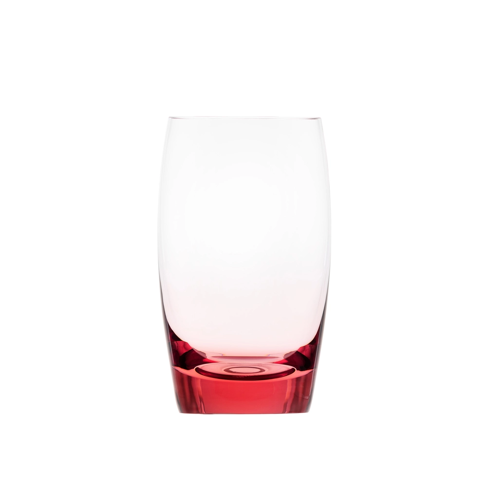 Verre à eau 330ml, couleur rosalin, en authentique cristal de bohême uni. Collection Culbuto de Moser, la plus prestigieuse & réputée cristallerie de Bohême.