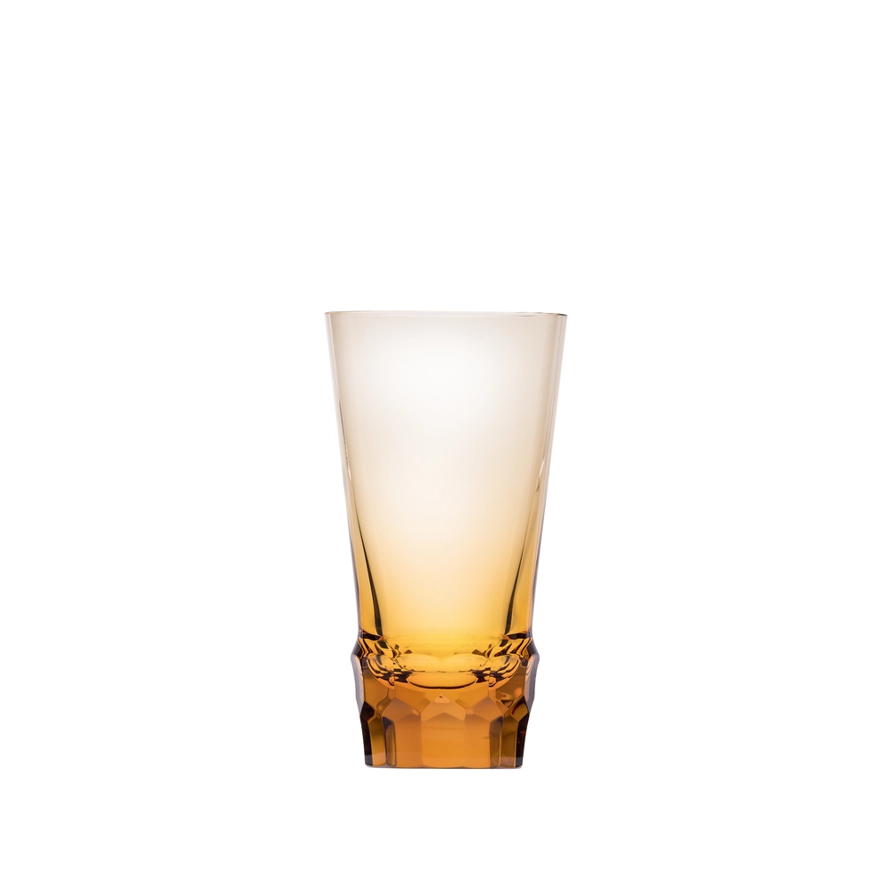 Verre à eau 370ml, couleur topaz, en authentique cristal de bohême taillé main. Collection Sonnet de Moser, la plus prestigieuse & réputée cristallerie de Bohême.