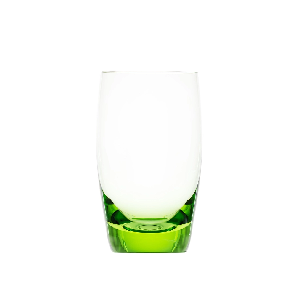 Verre à eau vert 330ml en authentique cristal de bohême uni. Collection Culbuto de Moser, la plus prestigieuse & réputée cristallerie de Bohême.