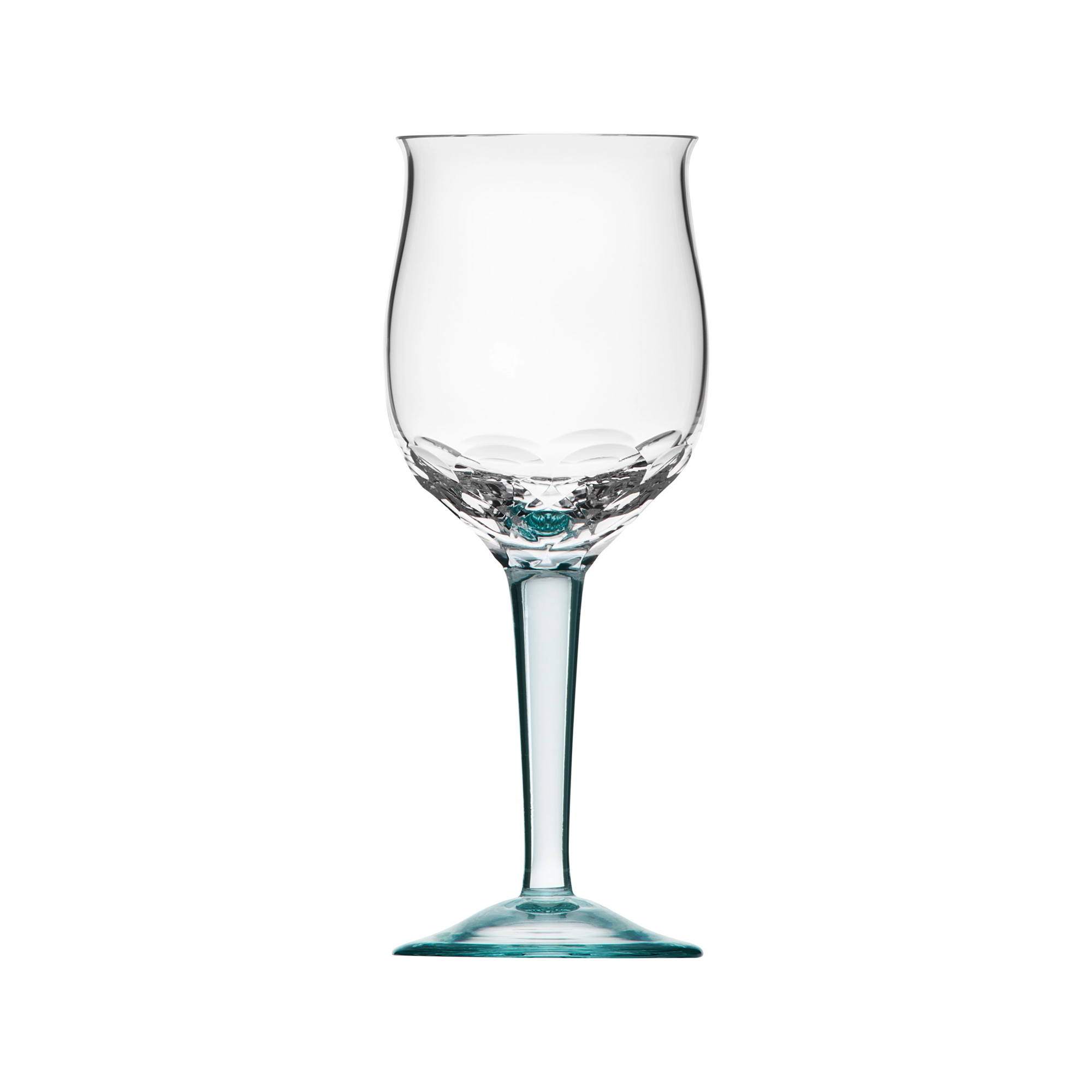Verre à liqueur 60ml, couleur béryl, en authentique cristal de bohême taillé main. Collection Bouquet de Moser, la plus prestigieuse & réputée cristallerie de Bohême.