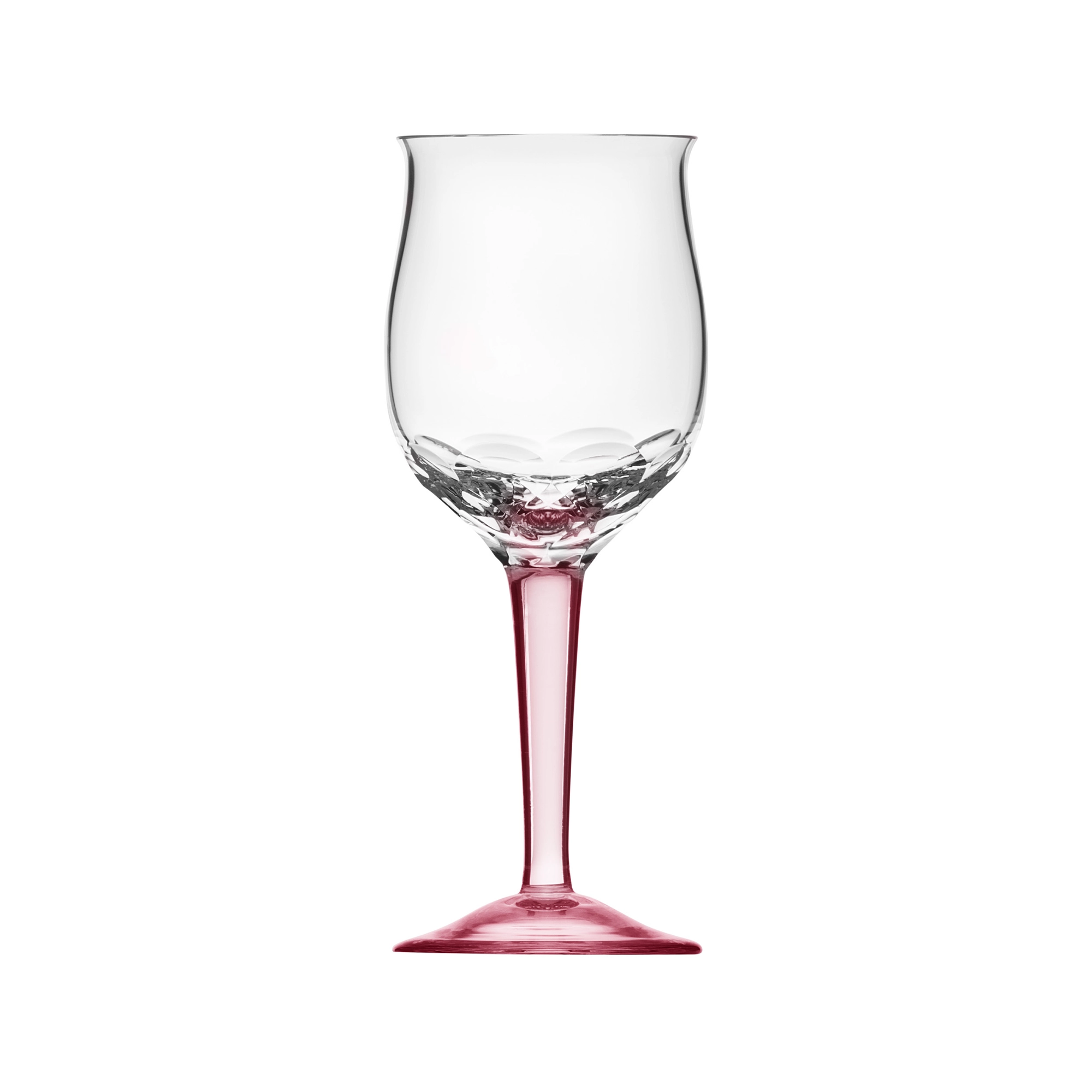 Verre à liqueur 60ml, couleur rosalin, en authentique cristal de bohême taillé main. Collection Bouquet de Moser, la plus prestigieuse & réputée cristallerie de Bohême.