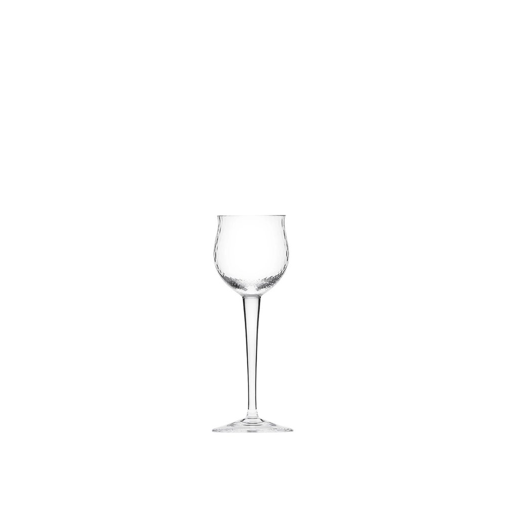 Verre à liqueur 50ml en authentique cristal de bohême taillé main. Collection Wellenspiel ("jeu de vagues") de Moser, la plus prestigieuse & réputée cristallerie de Bohême.