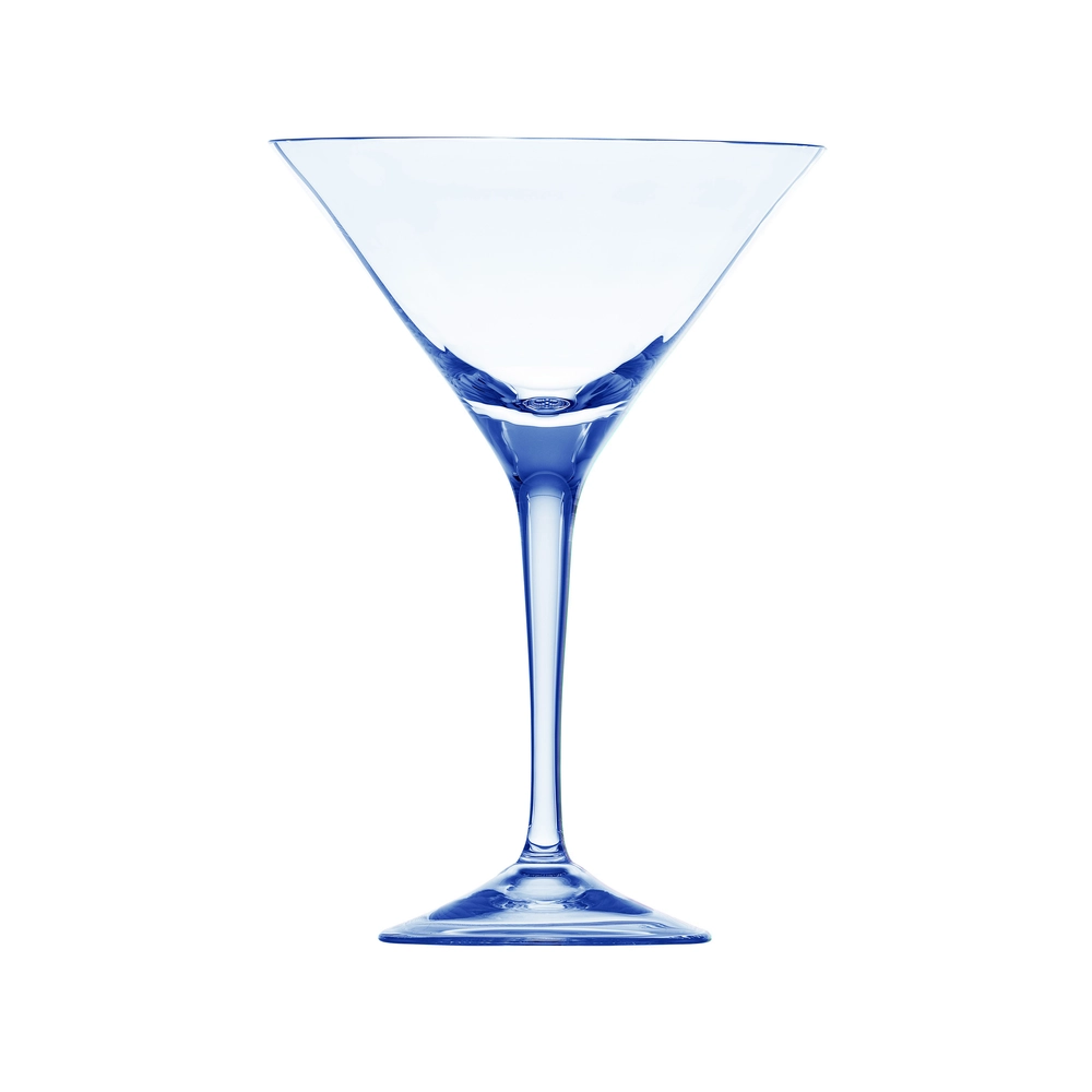 Verre à martini bleu océan 290ml en authentique cristal de bohême, uni. Collection Optic de Moser, la plus prestigieuse & réputée cristallerie de Bohême.