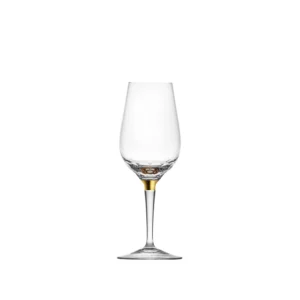 Verre à porto 250ml en authentique cristal de bohême taillé, avec une bague en or fin 24 carats. Création de Moser, la plus prestigieuse cristallerie de Bohême. Collection Jewel.