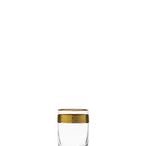 Verre à spiritueux en authentique cristal de bohême, orné d'un bandeau en or 24 carats. Collection Copenhagen de la cristallerie Moser.