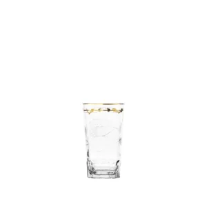 Verre à spiritueux 70ml en authentique cristal de bohême taillé main, gravé artistiquement, et subtilement décoré avec de l'or 24 carats. Collection Paula de Moser, la plus prestigieuse & réputée cristallerie de Bohême.