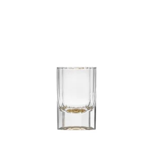 Verre à spiritueux en authentique cristal de bohême taillé, avec un miroir en or 24 carats au fond du verre. Création de Moser, la plus prestigieuse cristallerie de Bohême. Collection Solaris.