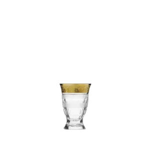 Verre à spiritueux 40ml en authentique cristal de bohême taillé, avec un bandeau en or 24 carats. Création Moser, la plus prestigieuse & réputée cristallerie de Bohême. Collection Splendid, élaborée en 1911, qui reste encore aujourd'hui la plus luxueuse de toute l'histoire de la Maison.