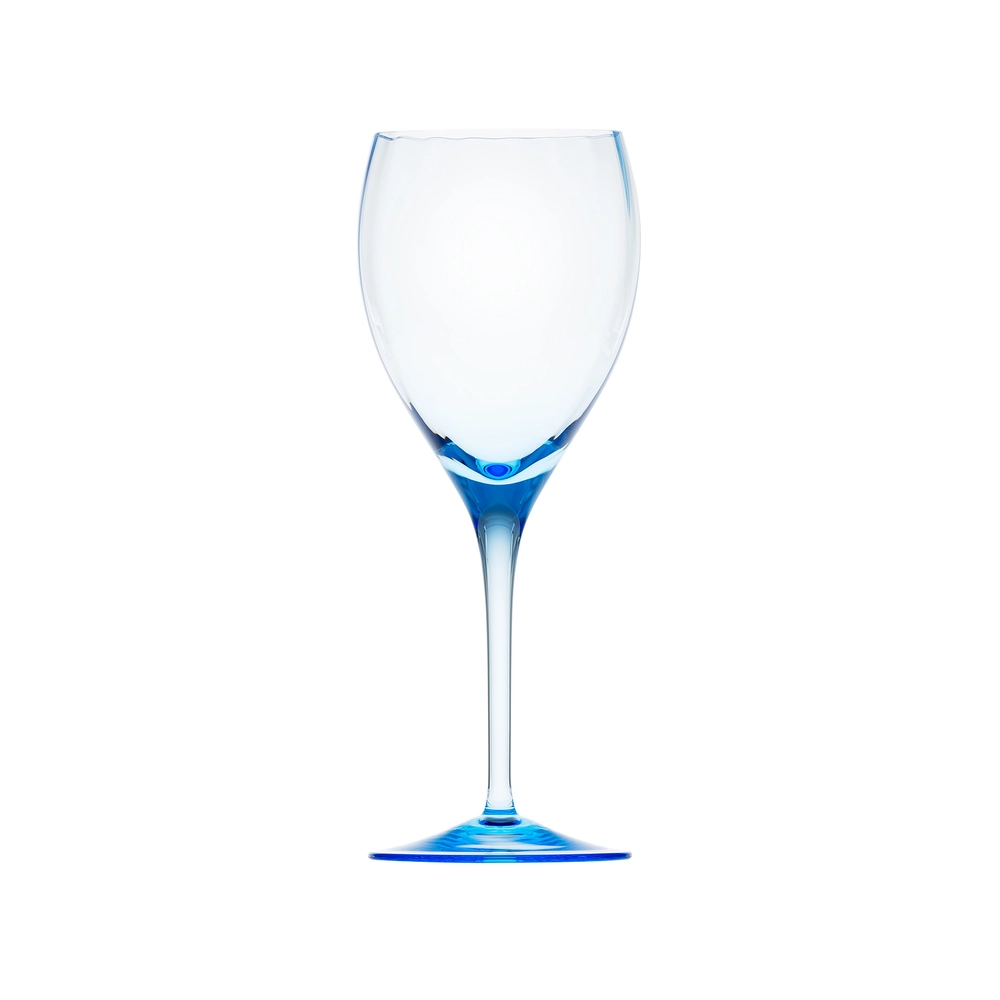 Verre à vin blanc bleu océan 350ml en authentique cristal de bohême, uni. Collection Optic de Moser, la plus prestigieuse & réputée cristallerie de Bohême.