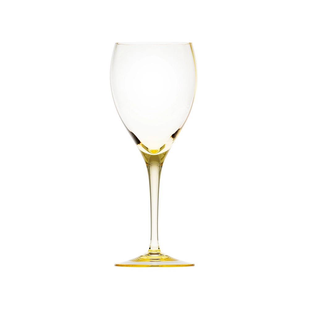 Verre à vin blanc 350ml, couleur eldor, en authentique cristal de bohême, uni. Collection Optic de Moser, la plus prestigieuse & réputée cristallerie de Bohême.