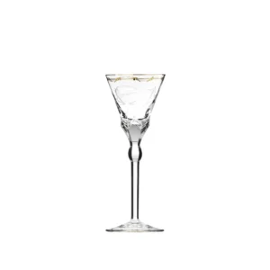 Verre à vin blanc 180ml en authentique cristal de bohême taillé main, gravé artistiquement, et subtilement décoré avec de l'or 24 carats. Collection Paula de Moser, la plus prestigieuse & réputée cristallerie de Bohême.