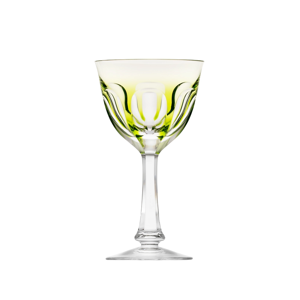 Verre à vin blanc 210ml en authentique cristal de bohême taillé main, couleur réséda. Collection Lady Hamilton (inspirée d'Emma Hamilton) de Moser, la plus prestigieuse & réputée cristallerie de Bohême.