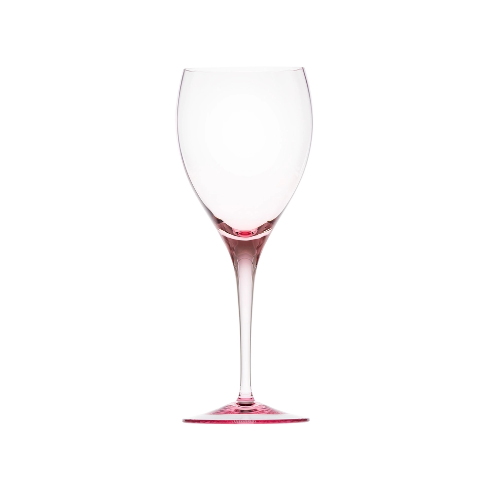 Verre à vin blanc 350ml, couleur rosaline, en authentique cristal de bohême, uni. Collection Optic de Moser, la plus prestigieuse & réputée cristallerie de Bohême.